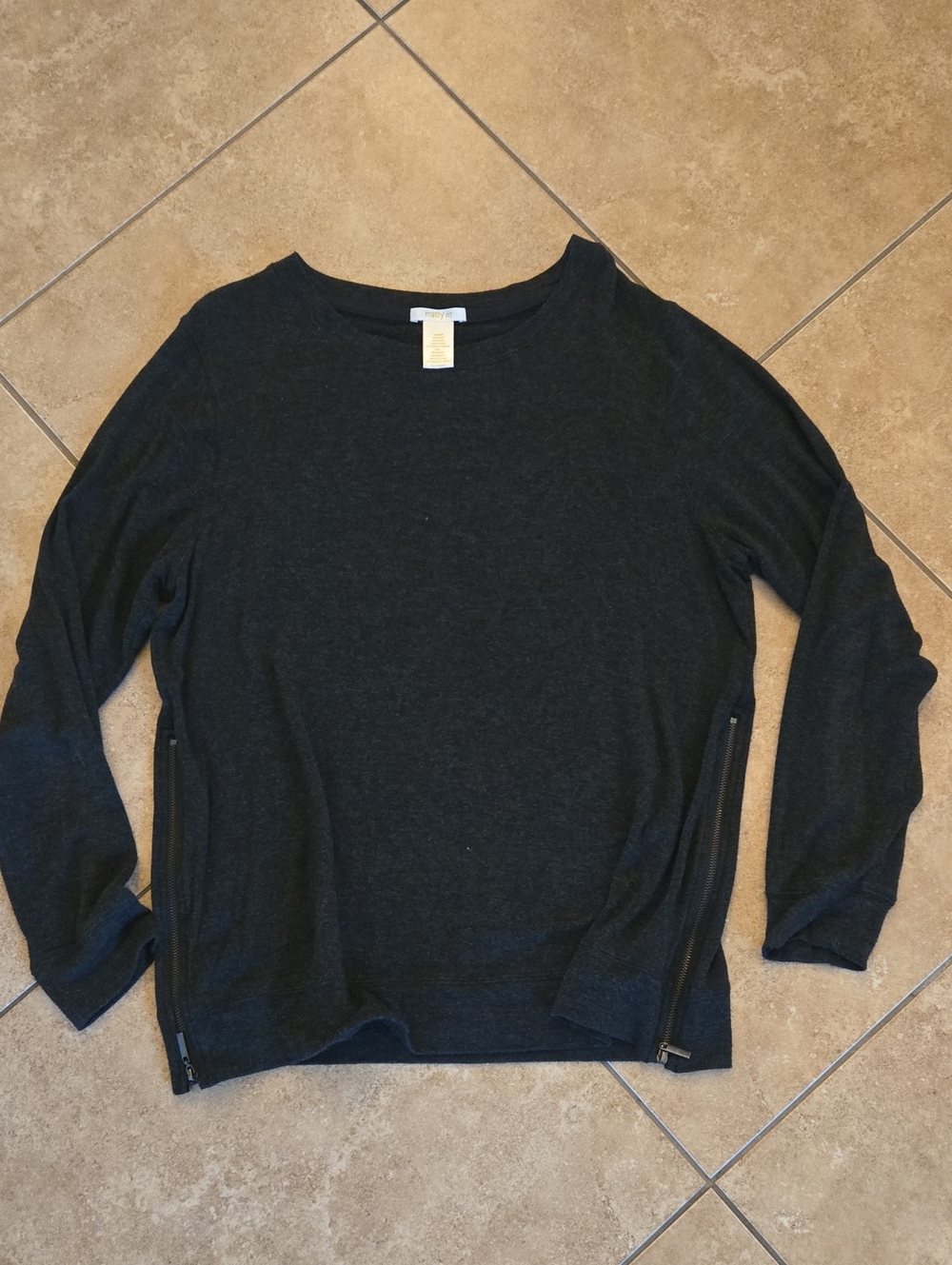 Matty M Charcoal Crewneck Sweater with Side Zippers L